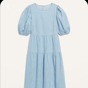 Old Navy Tiered All Day Midi Dress Chambray